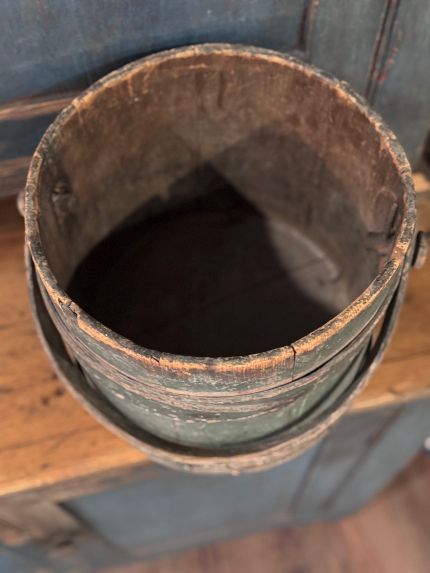 Antique Medium Green Firkin w/o Lid