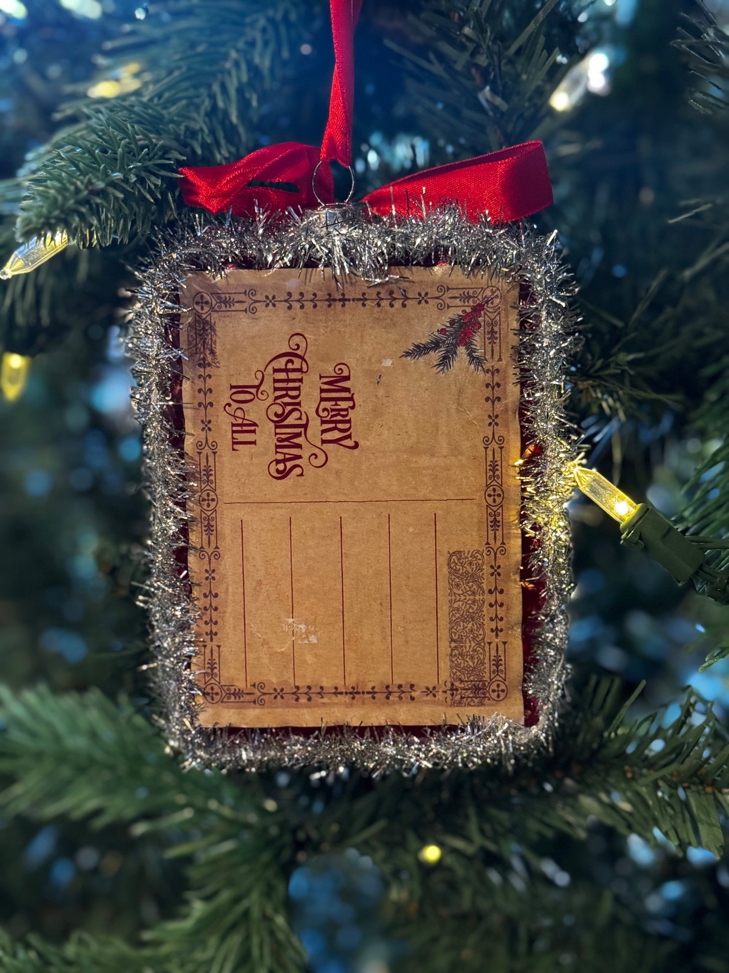 Santa Postcard Ornament Winter SALE