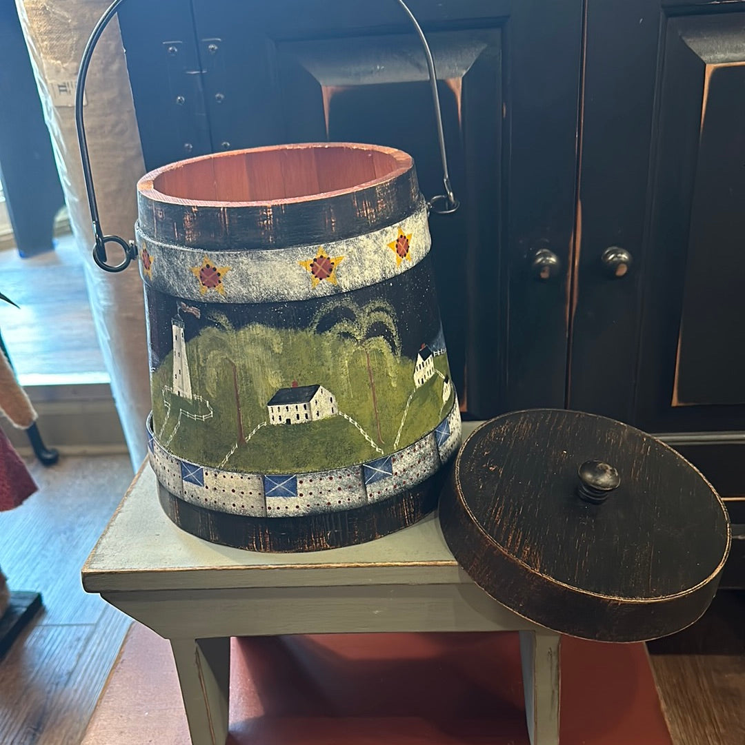 Folk Art Painted Bucket SALE