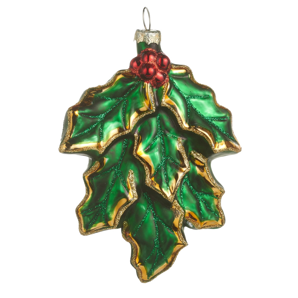 Holly Glass Ornament Winter