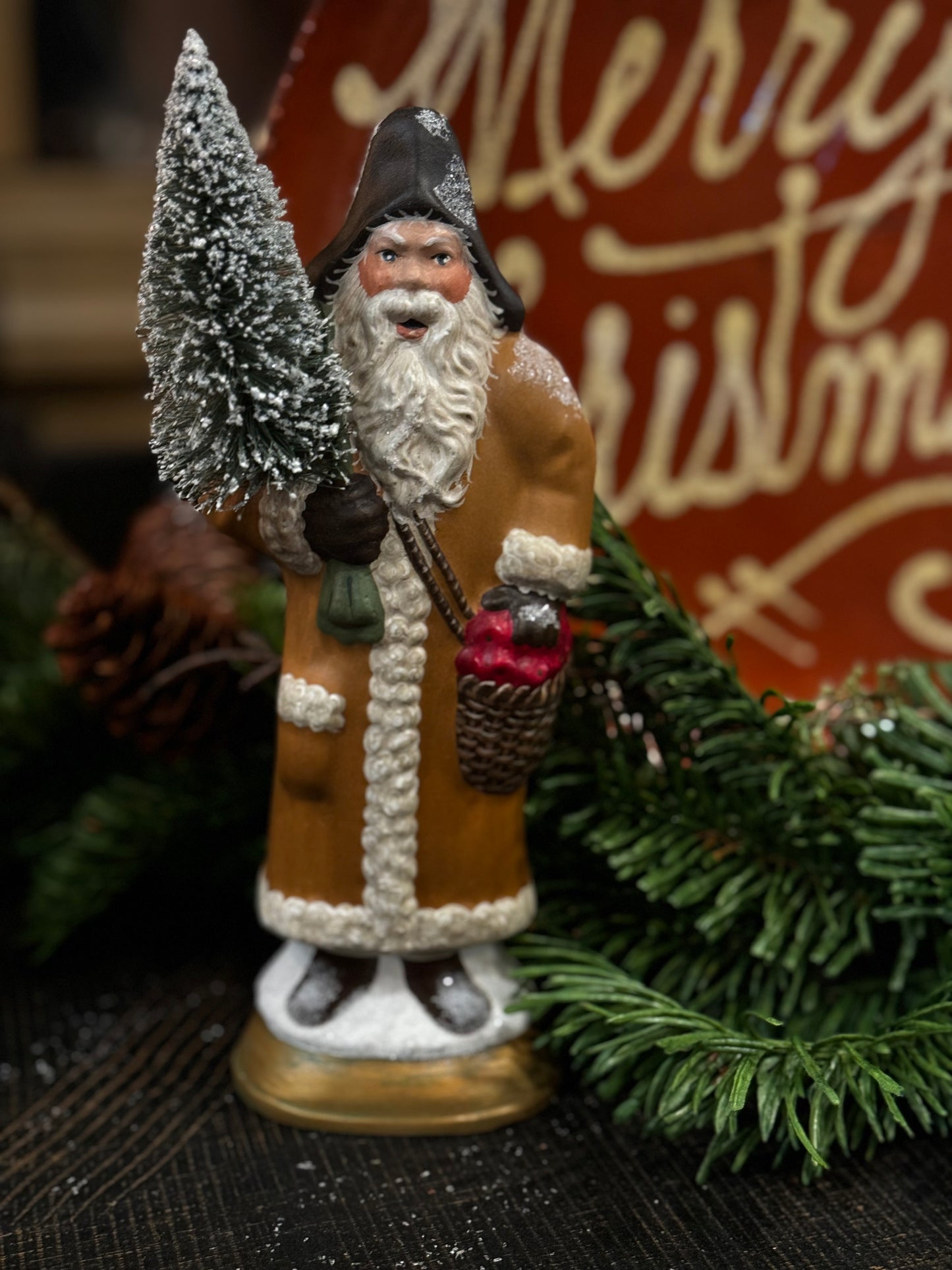 Stone Ridge Chalkware Woodland Santa Winter