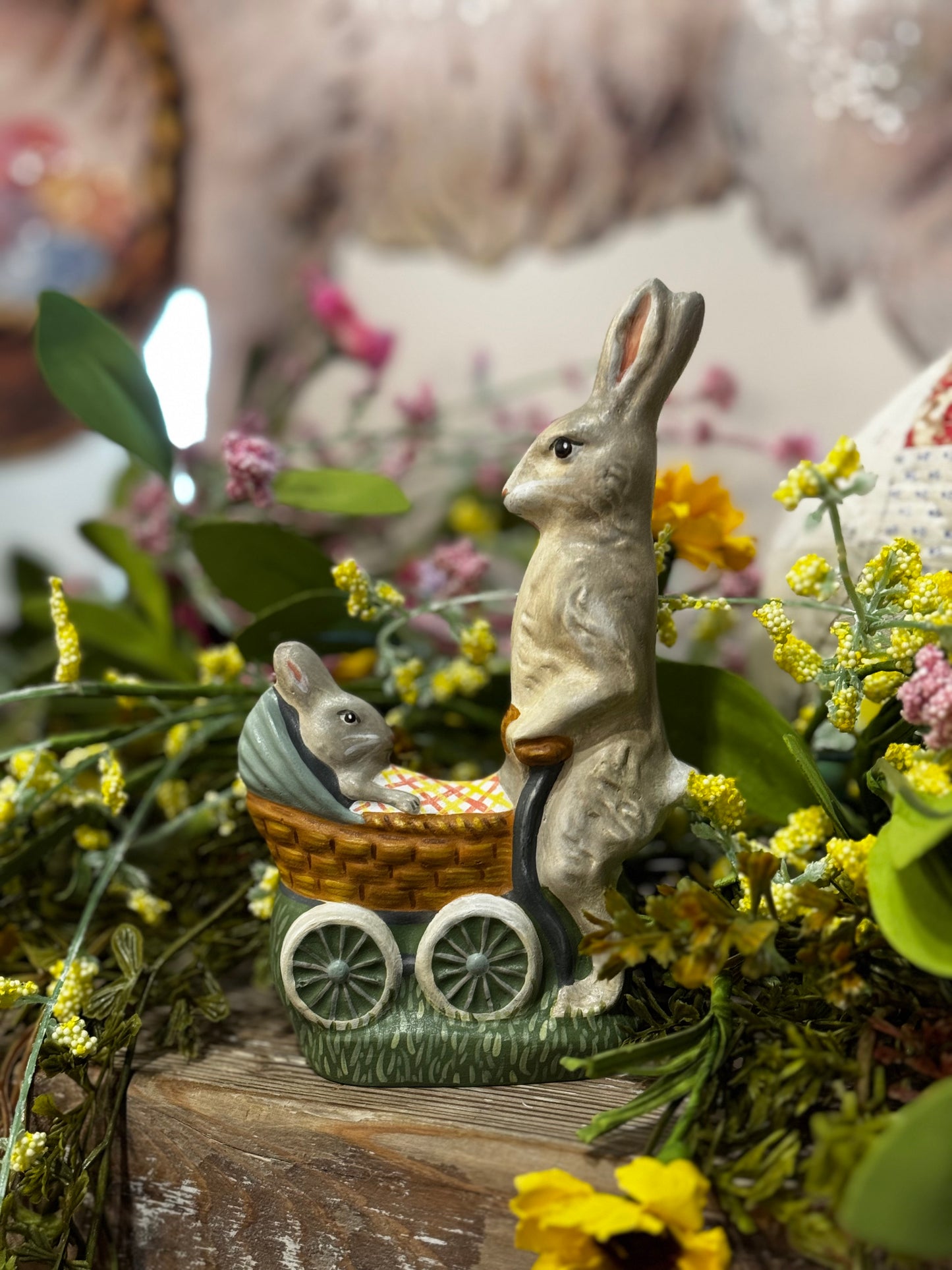 Stone Ridge Chalkware Cottontail Carriage Spring