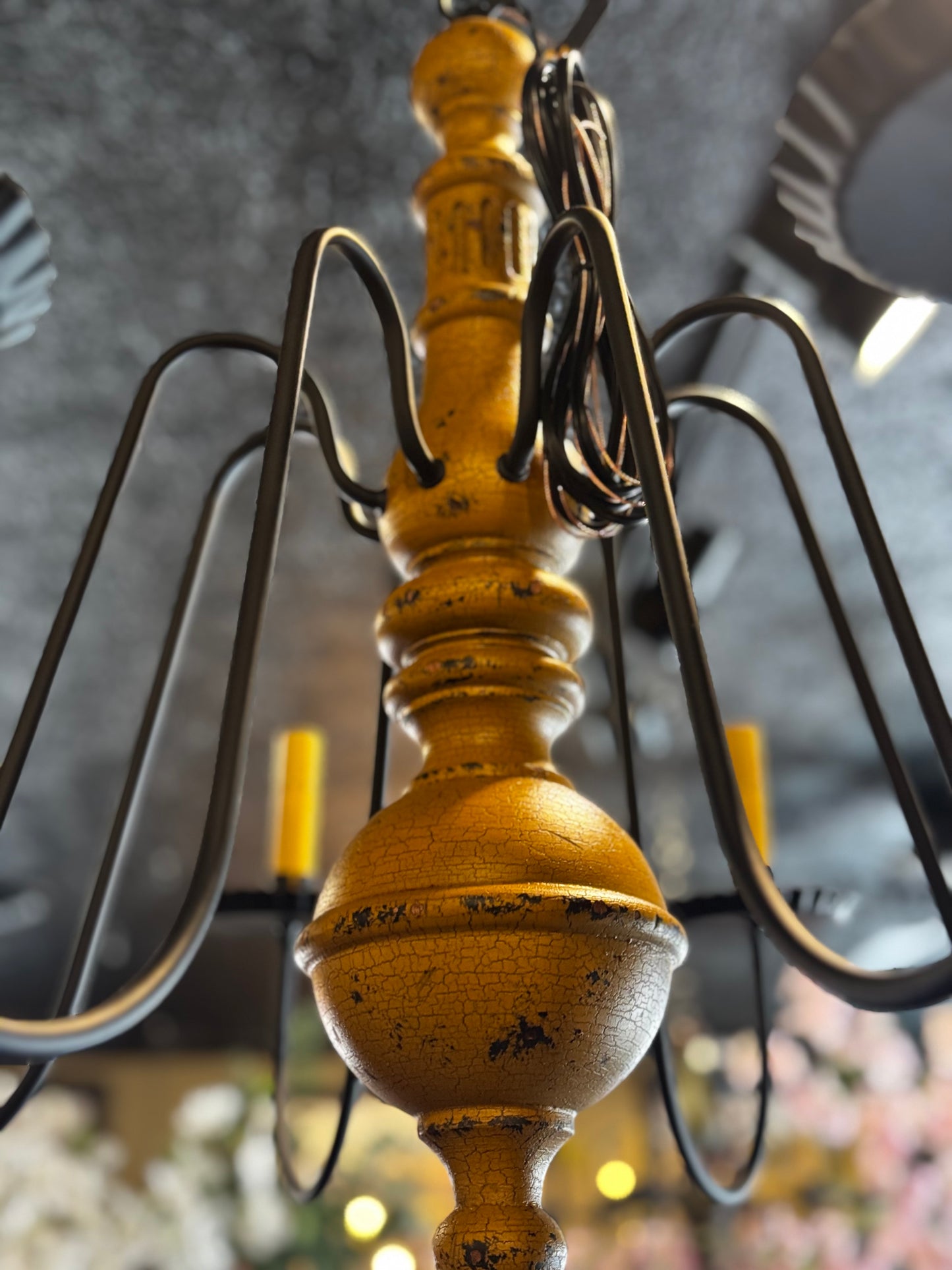 Katie’s Hamilton Wood Chandelier Mustard Crackle