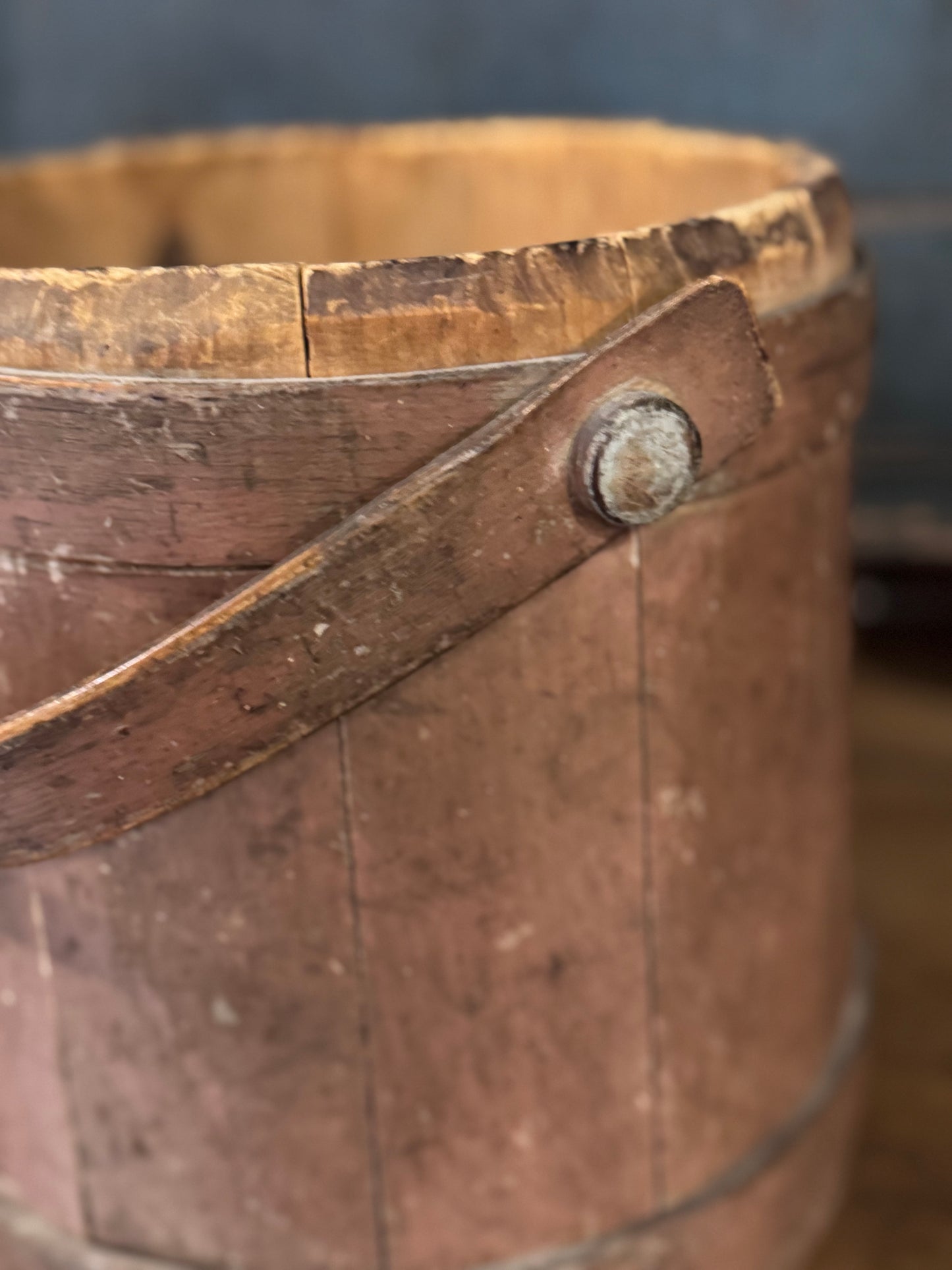 Antique Medium Salmon Firkin w/o Lid