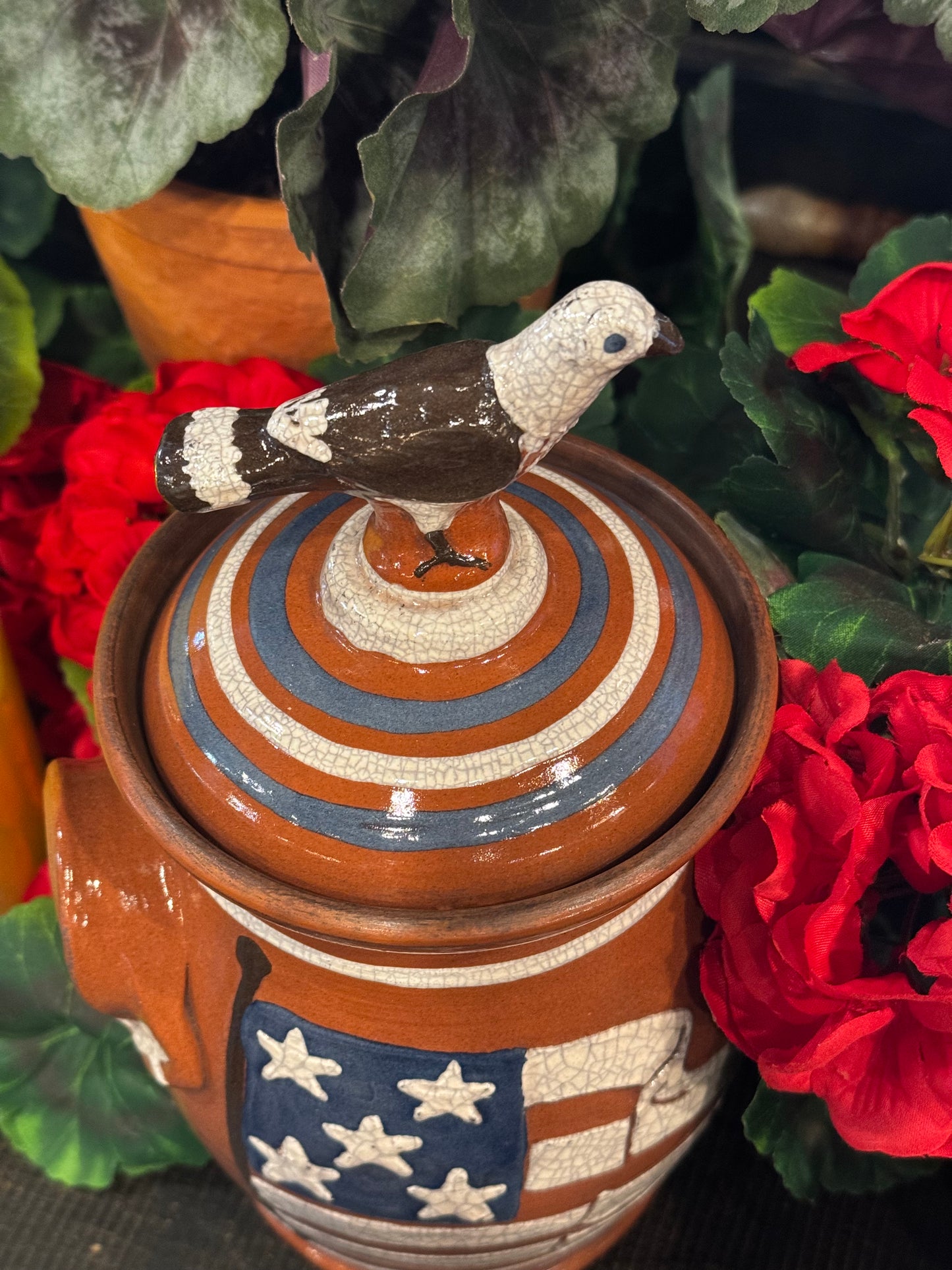 Pot w/Flag & Eagle David T Smith Summer