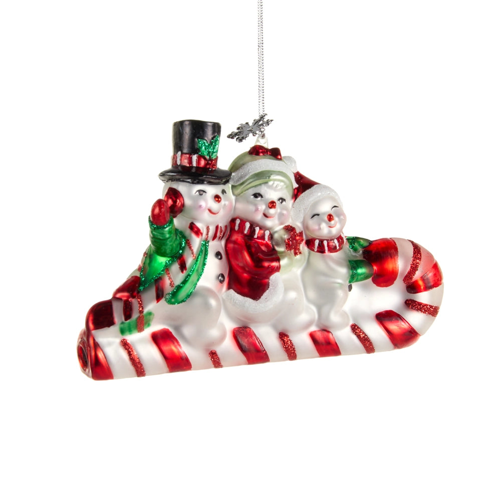 Sledding Snowman Family Ornament Winter
