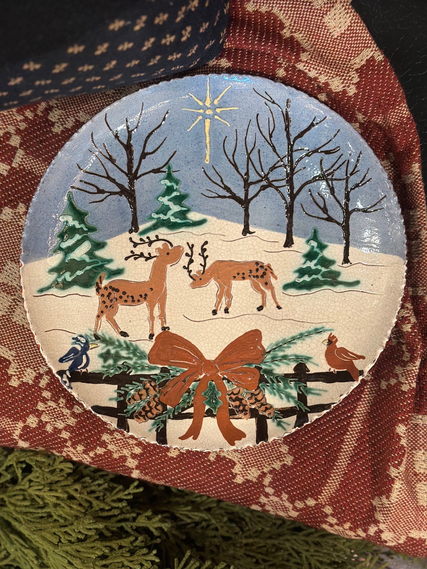 David T Smith Two Stag 9.5” Plate Winter