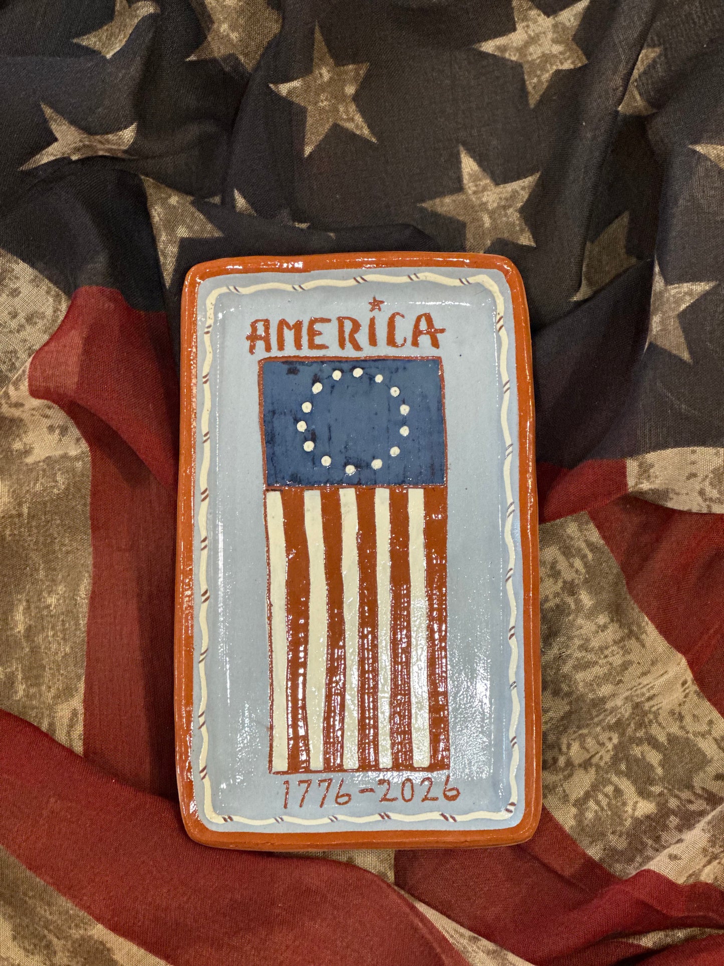 Red Oaks Americana Betsy Ross Flag Plate Summer