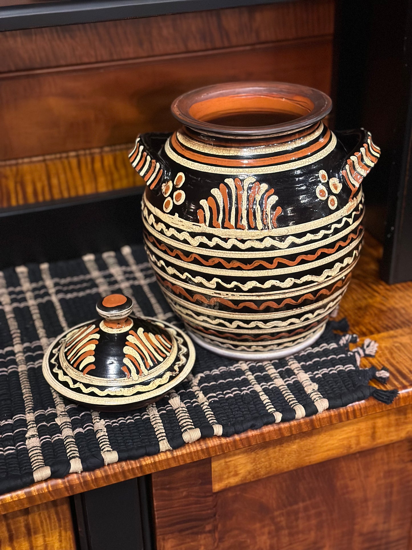 David T Smith Black, Mustard and Cream Colored Canister