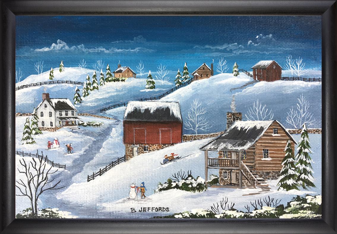 Winter Cabins Print Framed Art