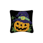 Pumpkin with Hat Hooked Pillow