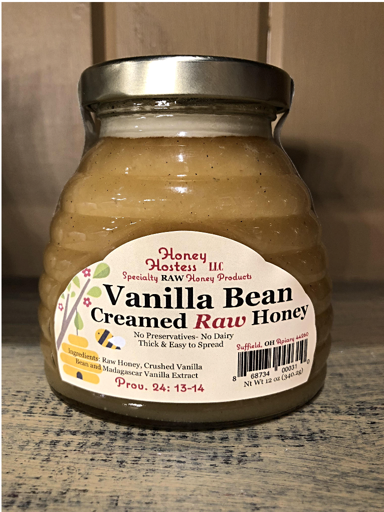 Vanilla Bean Creamed Raw Honey from Ohio Beekeeper The Honey Hostess