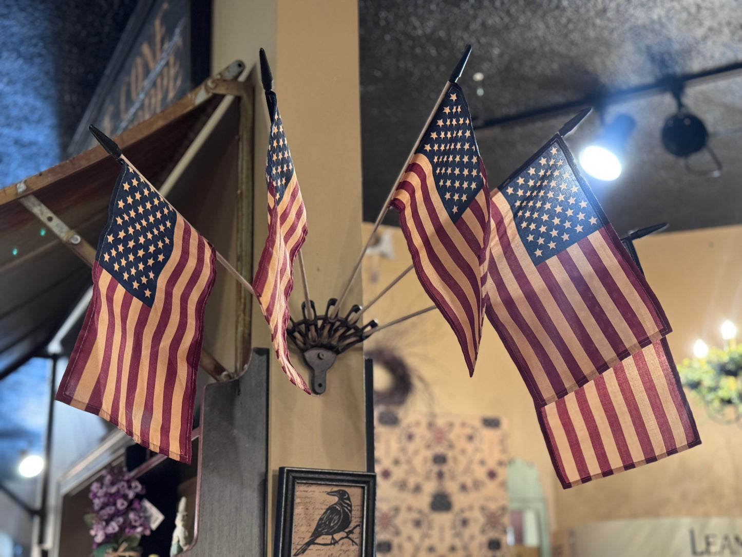 Primitive Flag Holder w/Flags