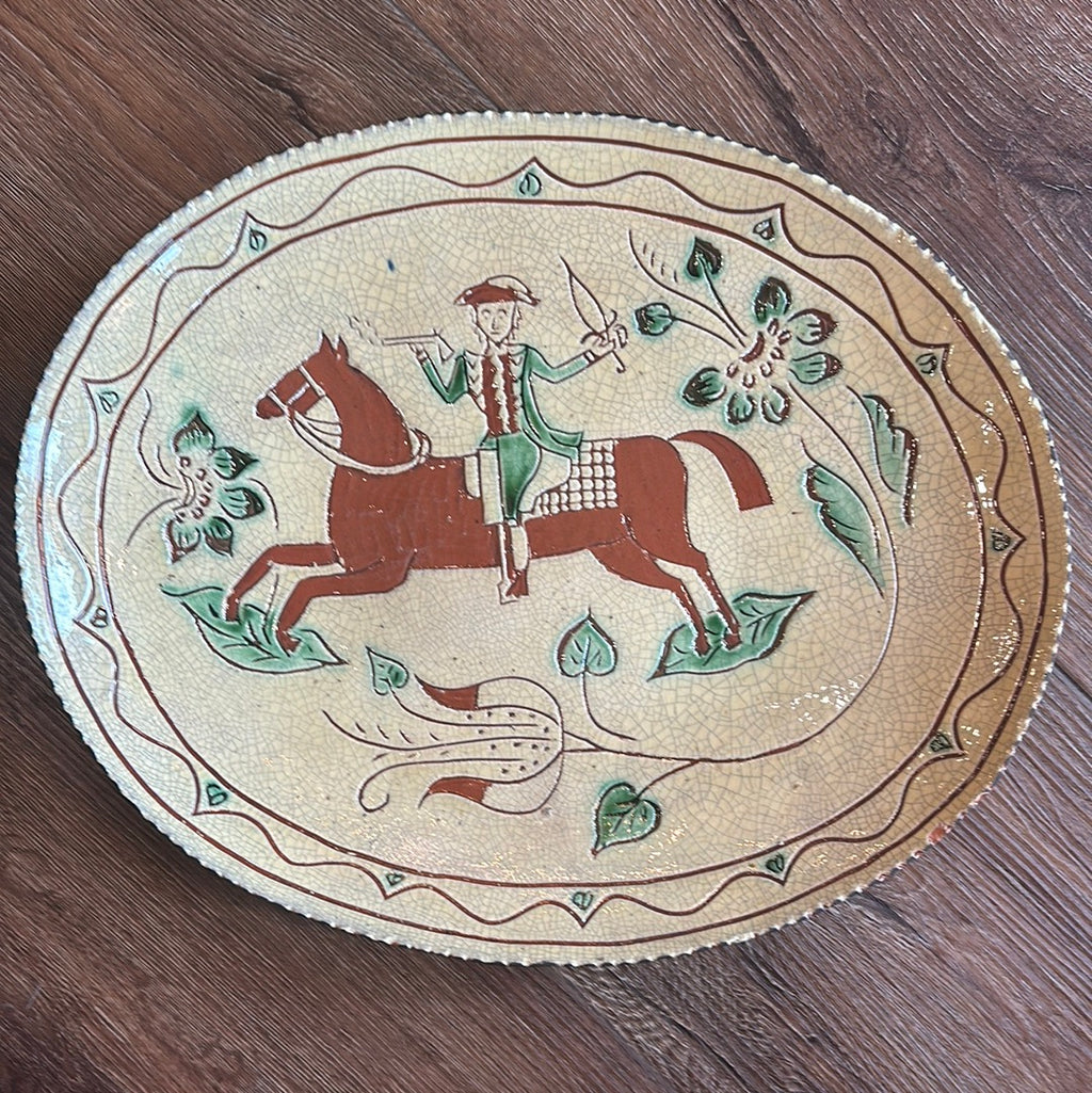 David T Smith Man on Horse Platter