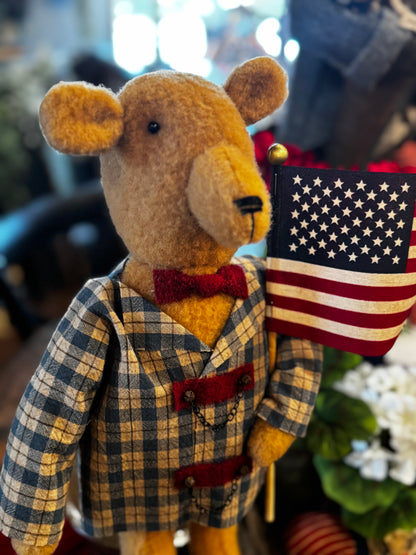 Americana Wool Patriotic Bear