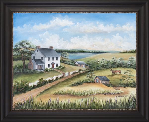 Roses and White Fences Print Framed Art Picture