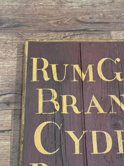 Rum Gin Brandy Tavern Sign