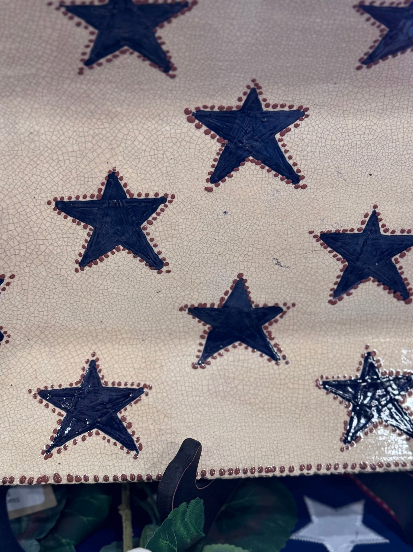 Cream & Blue Star Platter David T Smith Summer