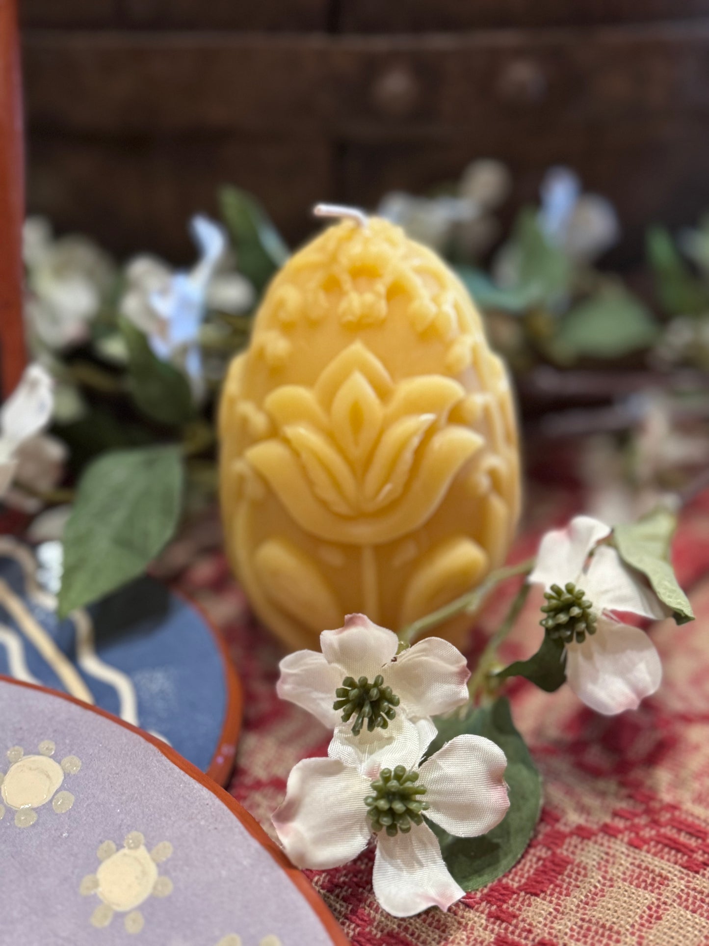 Beeswax Egg Pillar Candle