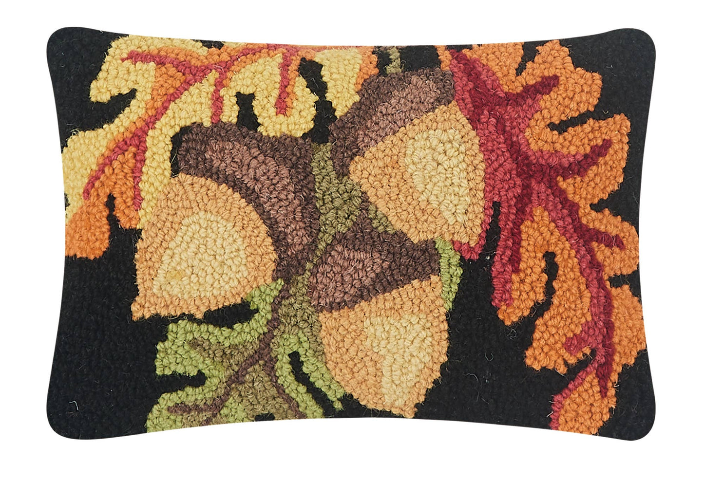 Acorn w/Leaves Hook Pillow Fall