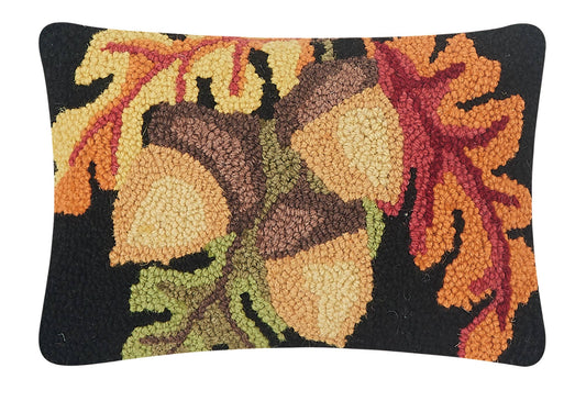 Acorn w/Leaves Hook Pillow Fall