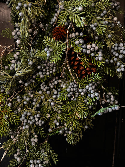 Frosted Blueberry Pine Wreath Winter