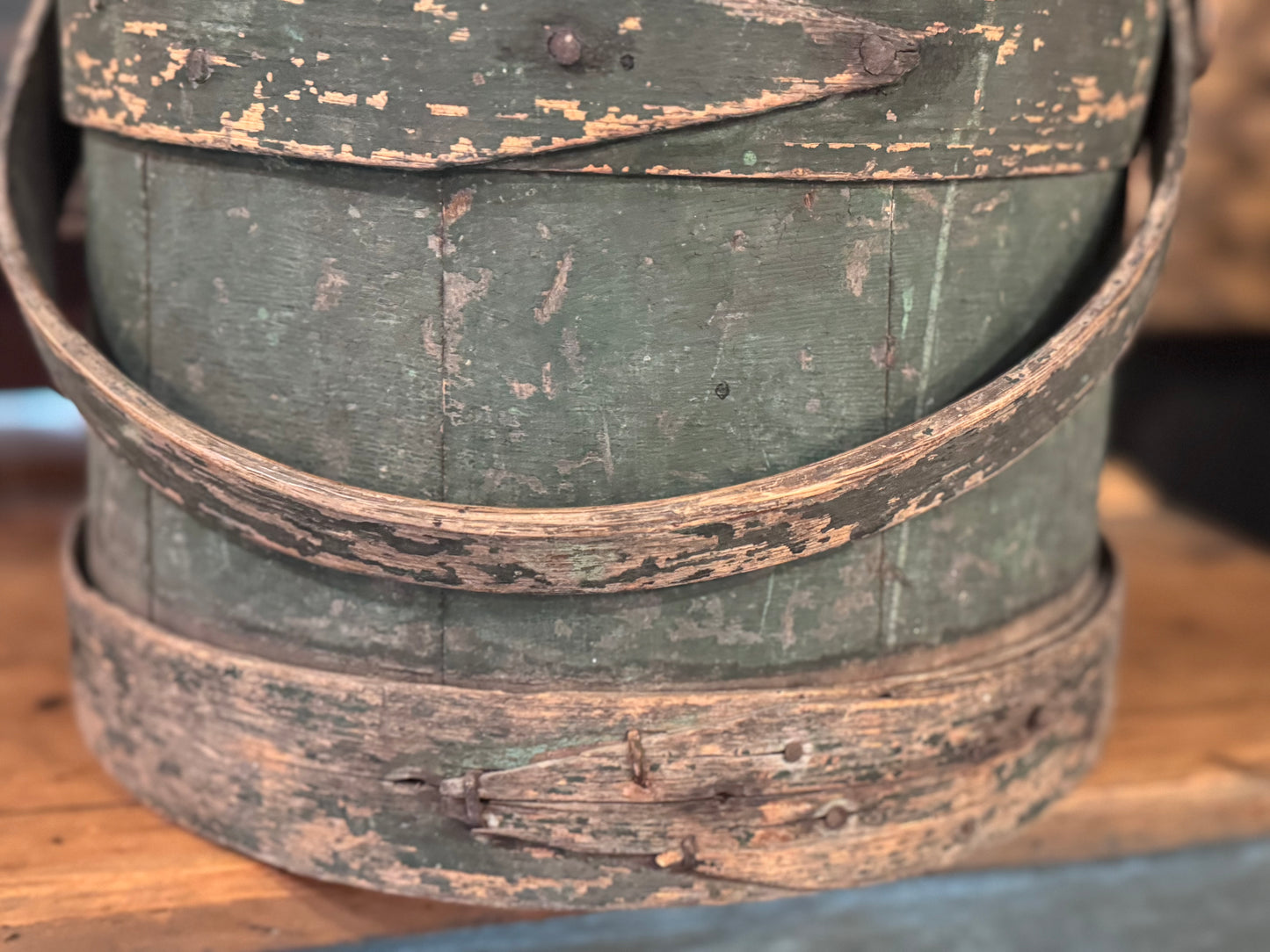 Antique Medium Green Firkin w/o Lid