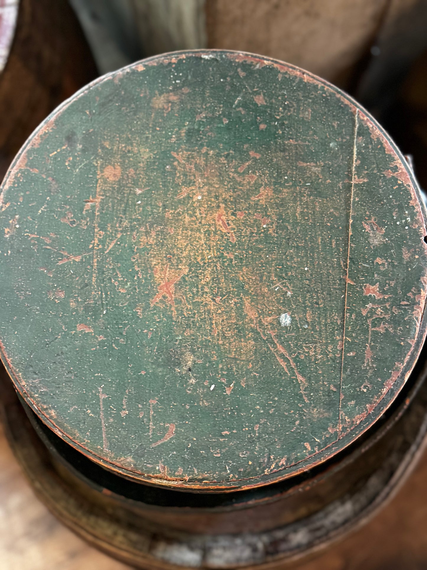 Antique Large Green Firkin
