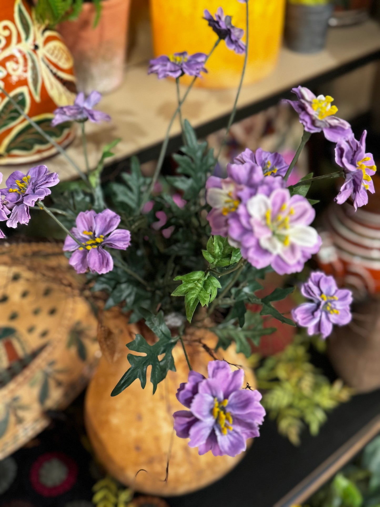 Primitive Gourd w/Fowers