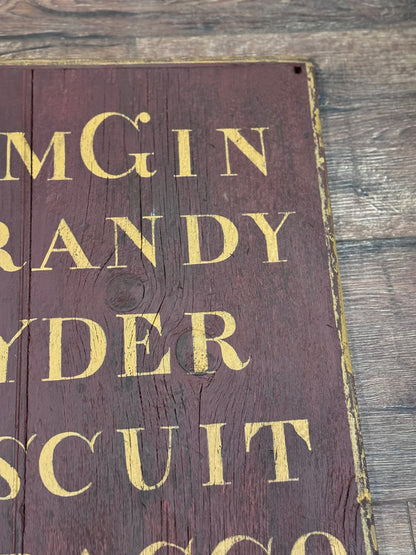 Rum Gin Brandy Tavern Sign