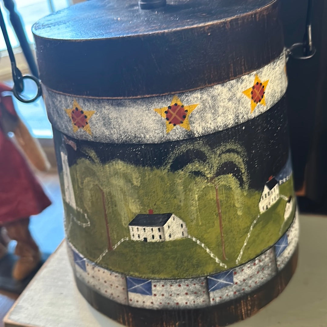 Folk Art Painted Bucket