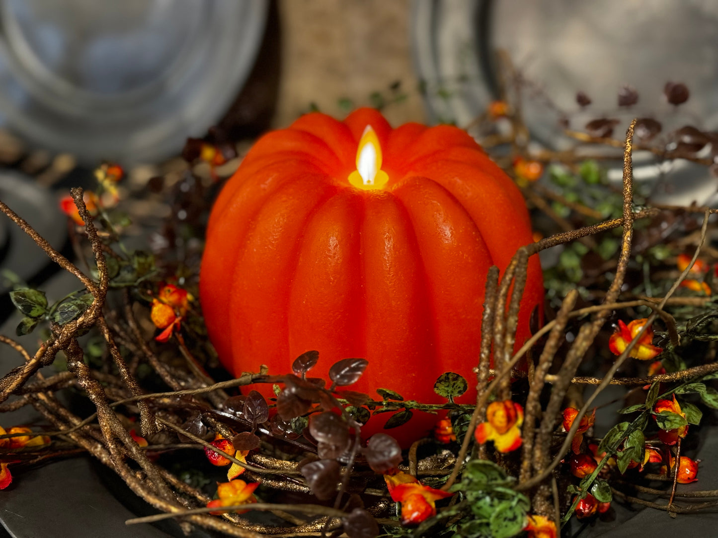 Pumpkin Moving Flame Candles Fall