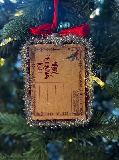 Santa Postcard Ornament Winter SALE