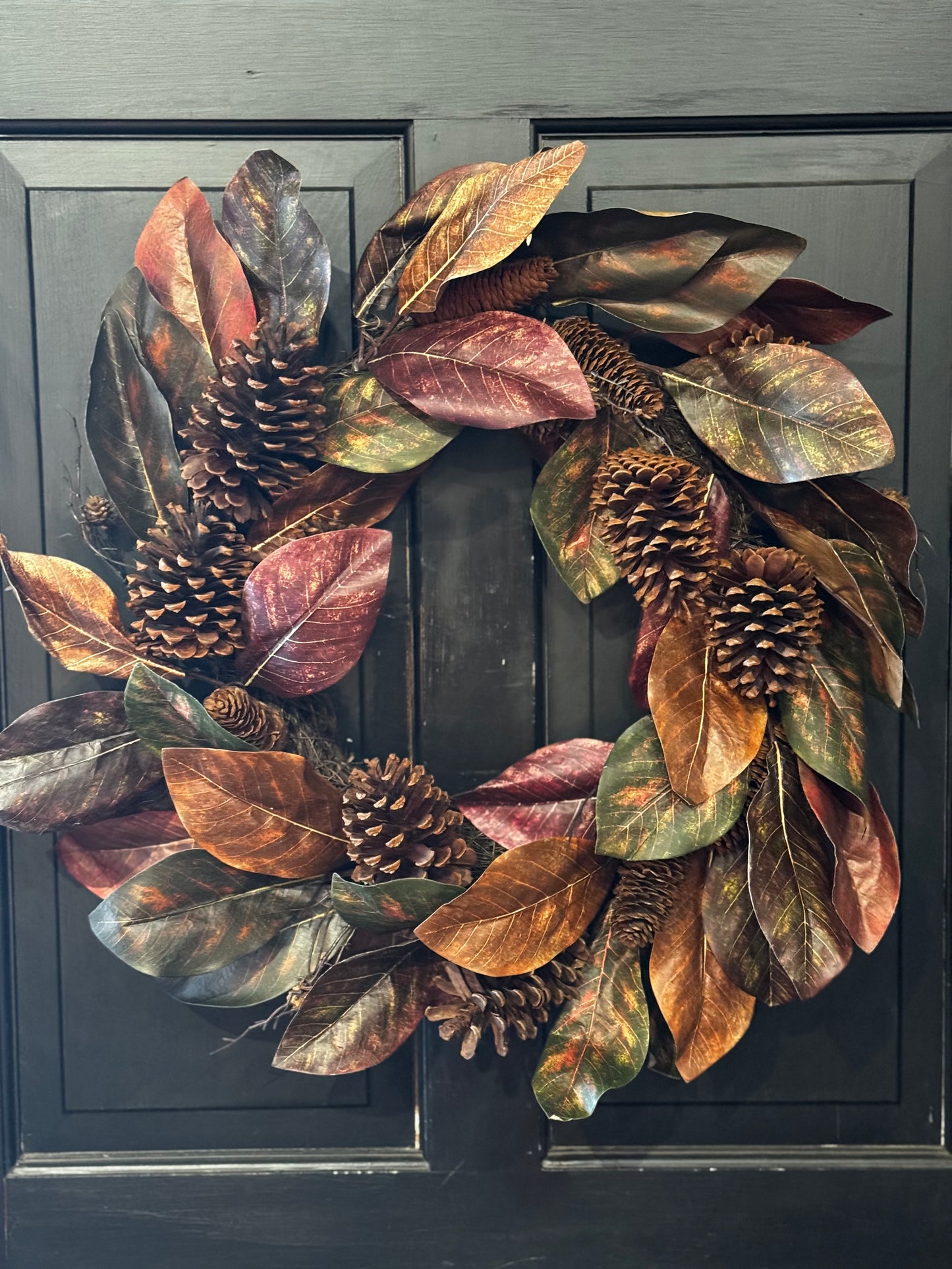 Beautiful Fall Magnolia & Pinecone Wreath