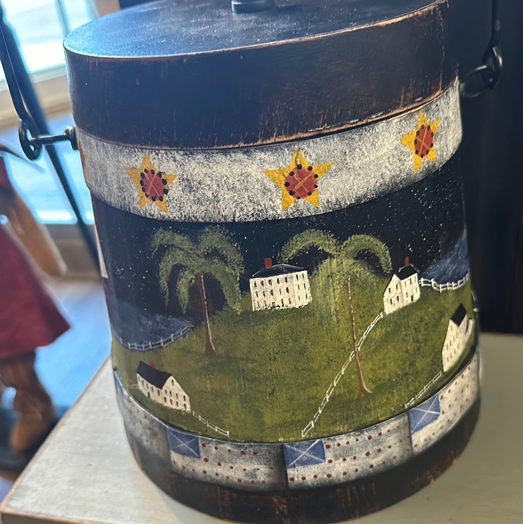 Folk Art Painted Bucket