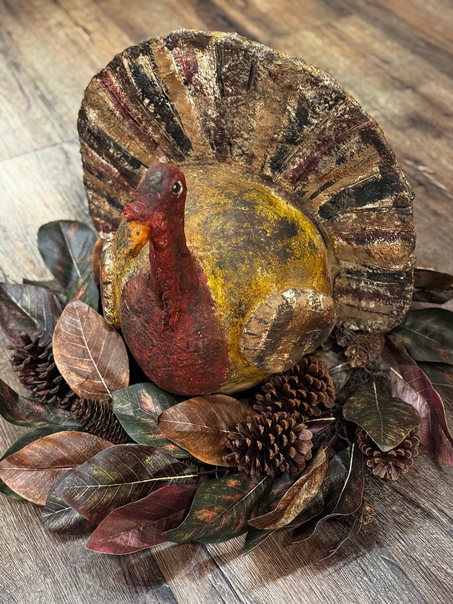 Beautiful Fall Magnolia & Pinecone Wreath