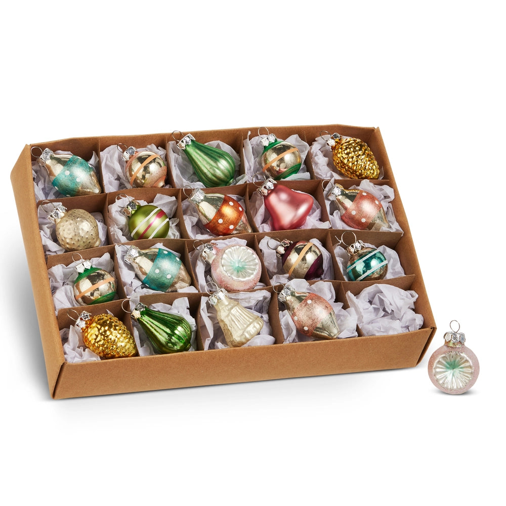 Vintage Box of Mini Ornaments Winter