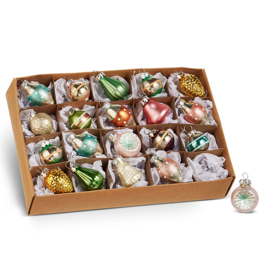 Vintage Box of Mini Ornaments Winter