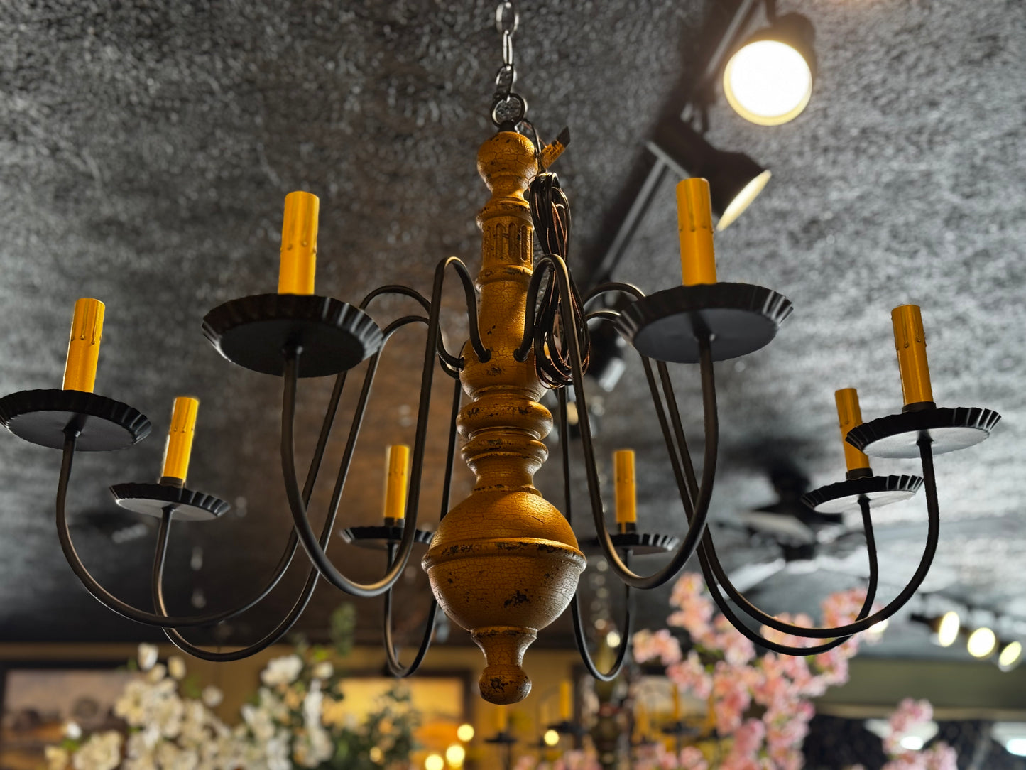 Katie’s Hamilton Wood Chandelier Mustard Crackle