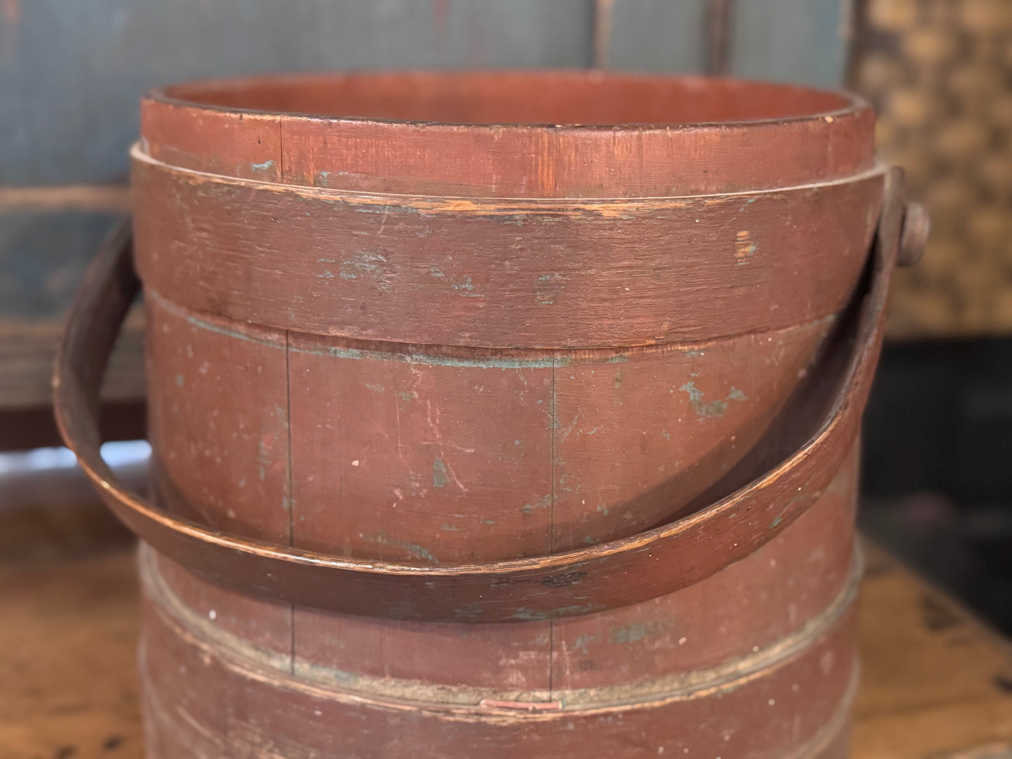 Antique Medium Brick Red Firkin w/o Lid