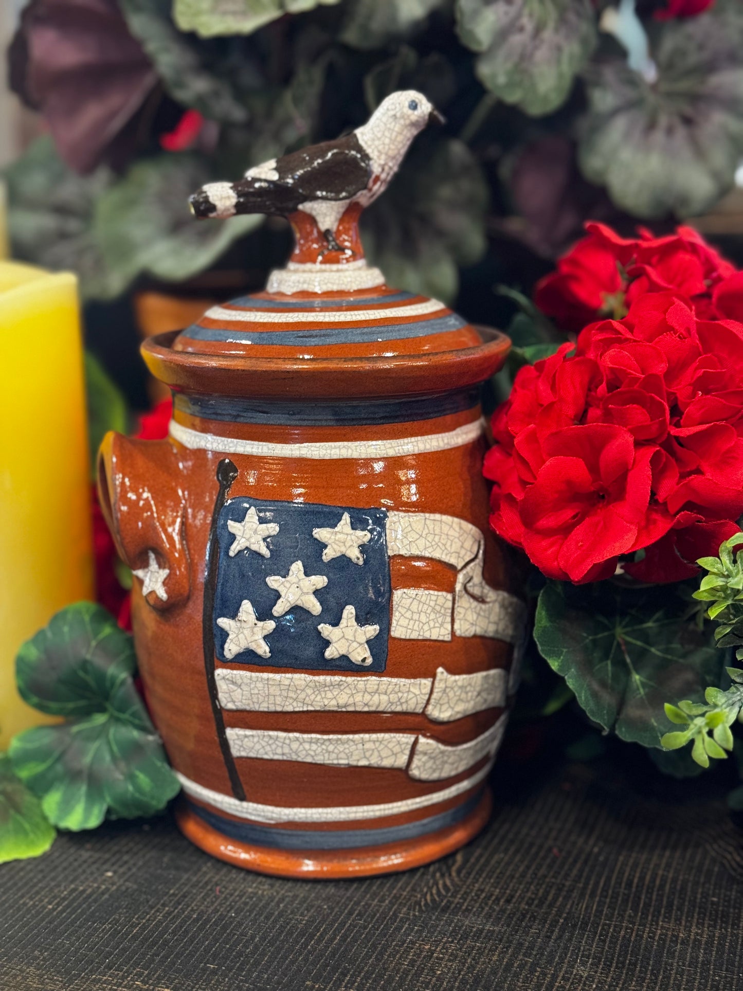 Pot w/Flag & Eagle David T Smith Summer