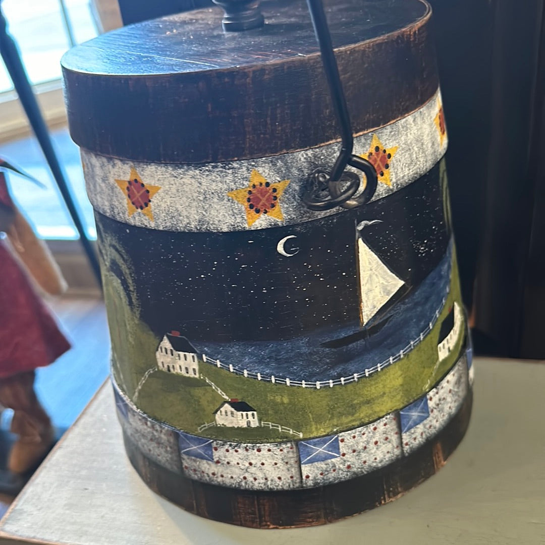 Folk Art Painted Bucket