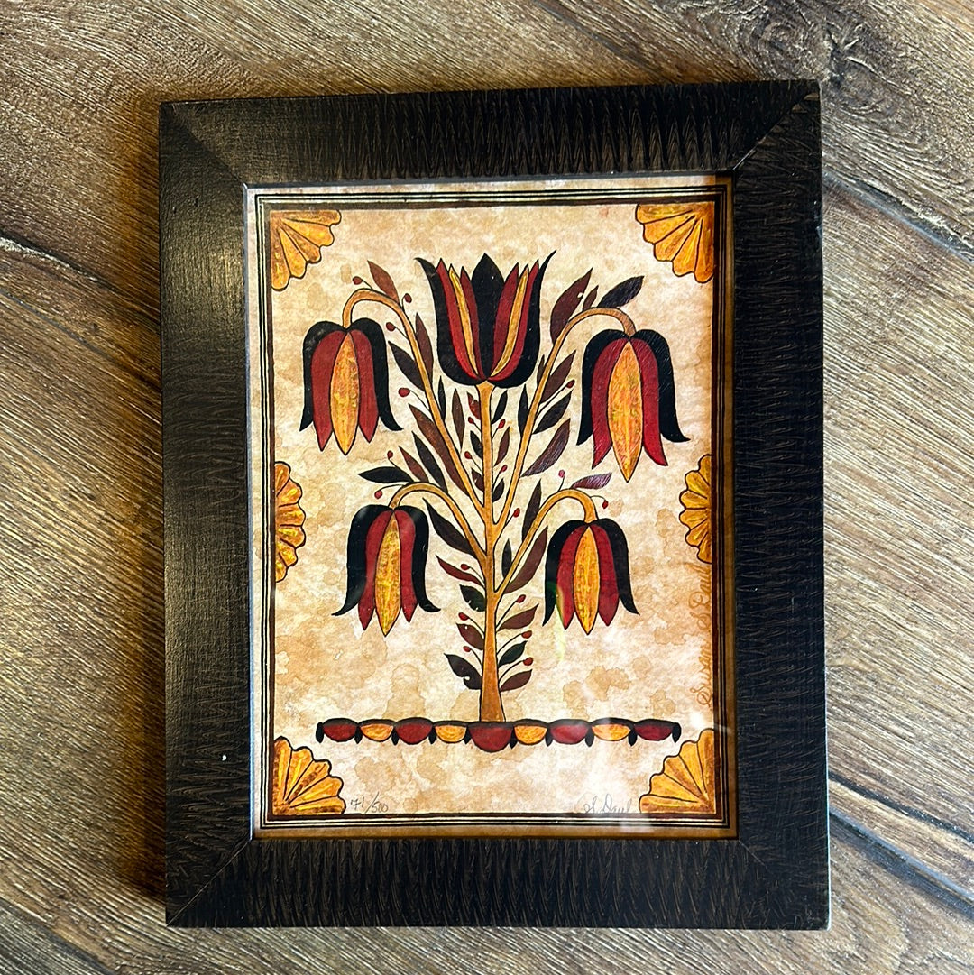 Susan Daul GOLDEN TULIP Framed Fraktur