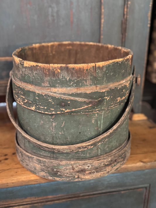 Antique Medium Green Firkin w/o Lid
