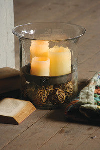 Large Glass Cylinder w/Candle Pan Insert