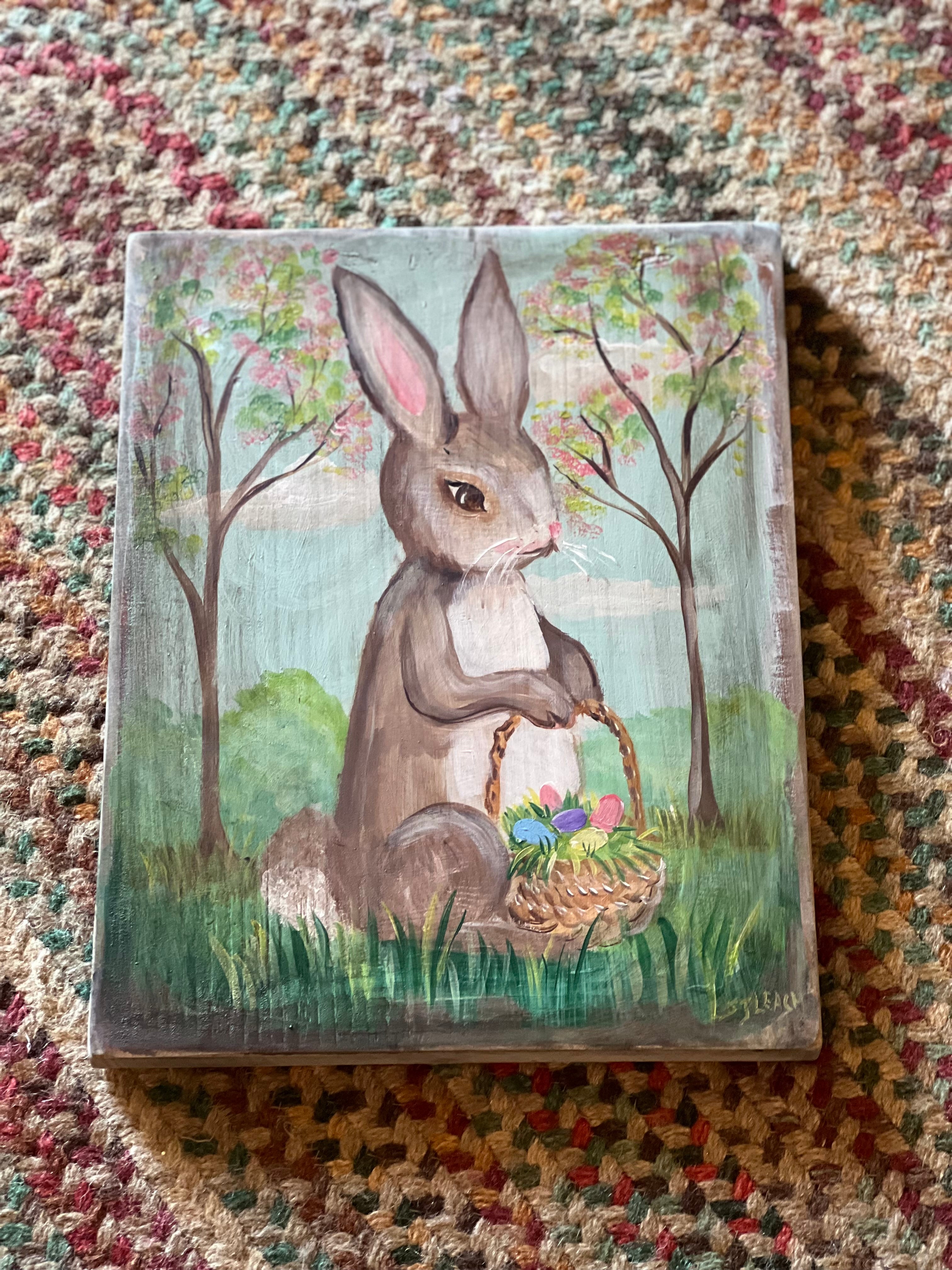 Susan Leach Bunny w/Basket of Eggs – Pine Cone Gift Shoppe