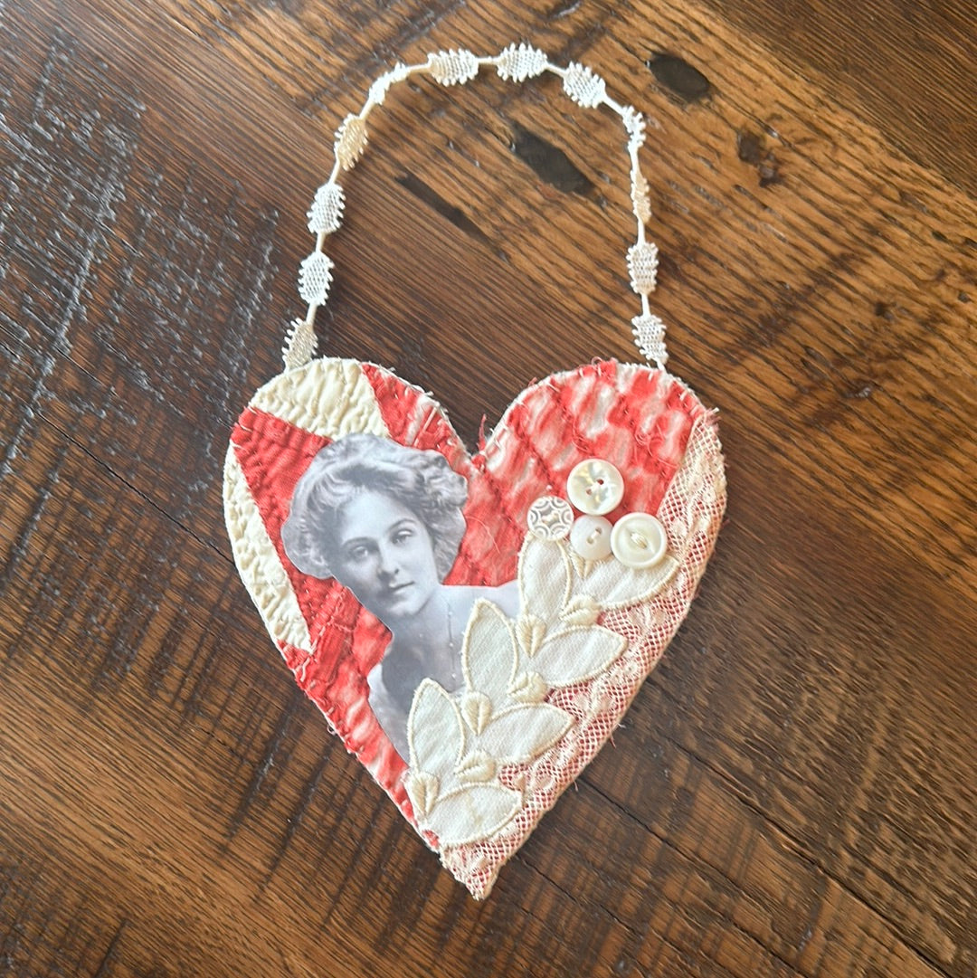 Antique Quilted Heart Ornaments Valentine’s