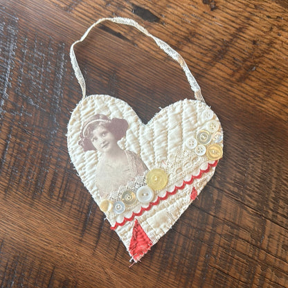 Antique Quilted Heart Ornaments Valentine’s