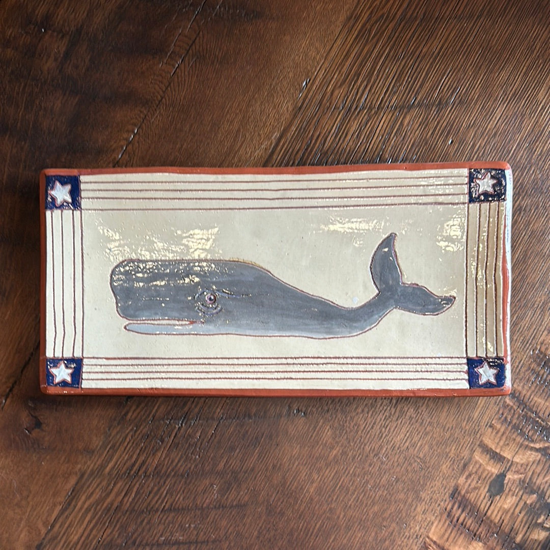 Red Oaks Summer Rectangle Whale Platter