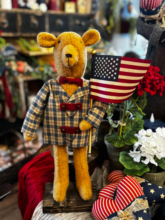 Americana Wool Patriotic Bear